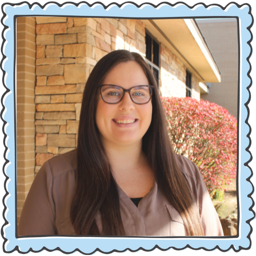 Headshot of Whitney Andrews in an illustrated picture frame
