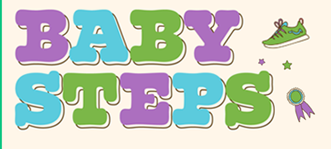 icon logo Baby Steps with purple blue and green letters